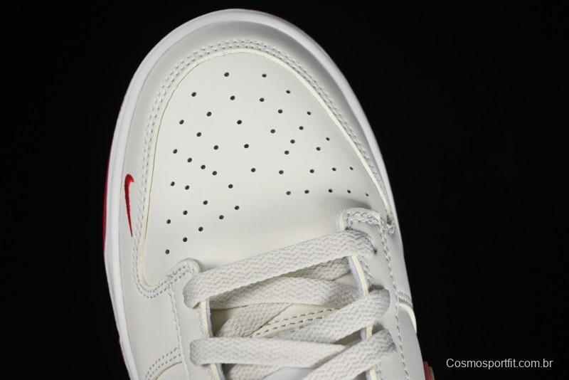 Nike SB Dunk Low Supreme Collaboration - Beige Red Mini Swoosh Anniversary Custom Low-Top Casual Skate Shoes - DJ2024-004