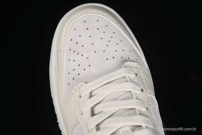 Nike SB Dunk Low Supreme x Stussy Triple Collaboration - Beige Silver Swoosh Anniversary Custom Low-Top Casual Skate Shoes - KK1333-005